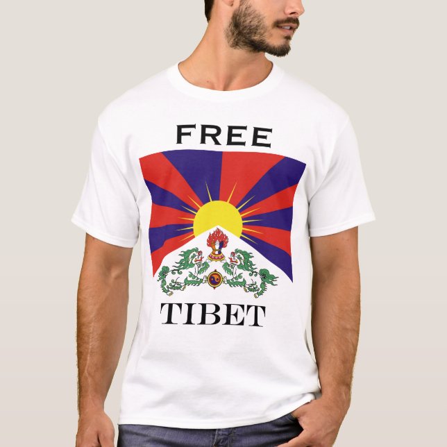 Tibet-Fahne - Snow-Lion-Flagge T-Shirt (Vorderseite)