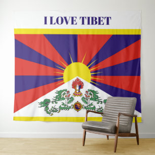 Tibet-Fahne - Snow-Lion-Flagge Wandteppich