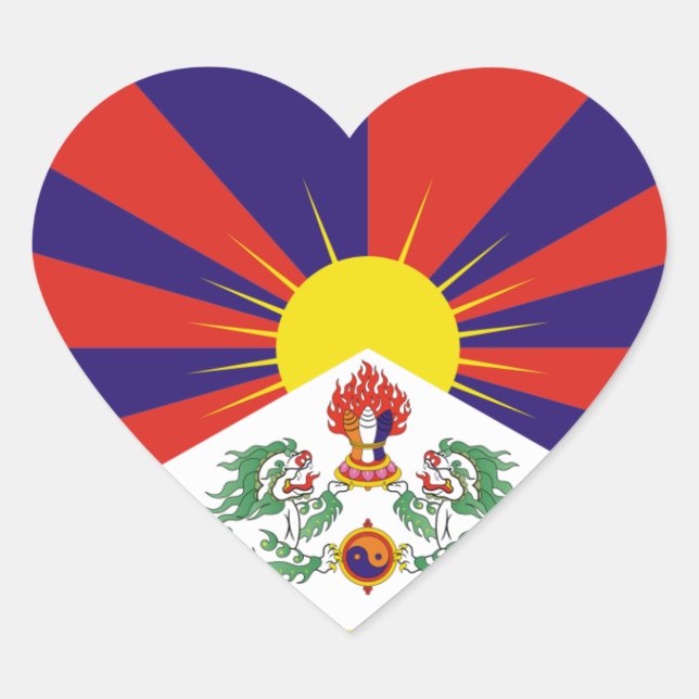 Tibet-Flagge Herz-Aufkleber (Vorderseite)