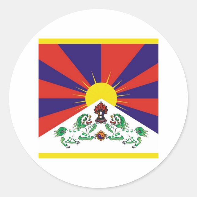 Tibet-Flagge Runder Aufkleber (Vorderseite)