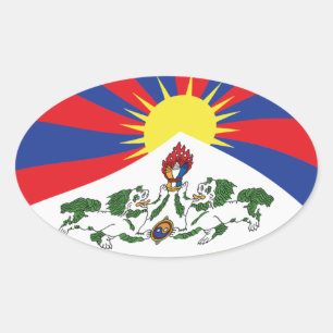 Tibet-Flaggen-Aufkleber Ovaler Aufkleber