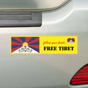 Tibet & Free Tibet, Heart matters /Tibetan Flag Autoaufkleber