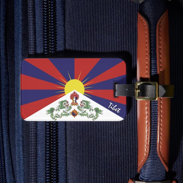 Tibet-Gepäckmarken, patriotische tibetische Flagge Gepäckanhänger (Vorderseite Insitu 4)