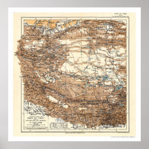 Tibet Hedin Expedition Map 1909 Poster