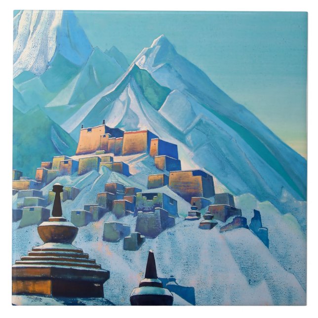 „Tibet Himalaya“ von Nicholas Roerich Fliese (Vorderseite)