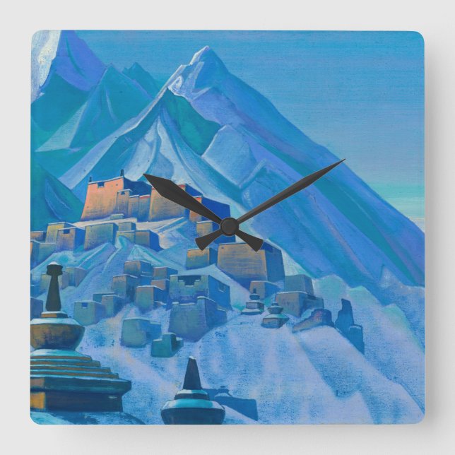 Tibet, Himalayas, 1933 von Nicholas Roerich Quadratische Wanduhr (Vorderseite)