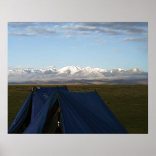 Tibet Hochplateau Blauer Zelt auf Gras Poster