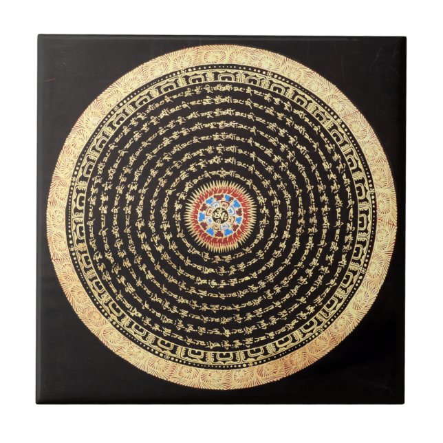 Tibet-Mandala-Kachel Fliese (Vorderseite)
