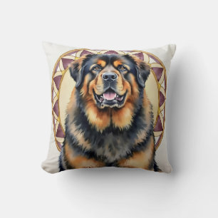Tibet-Mastiff-Aquarell-Mandala-Kunst Kissen
