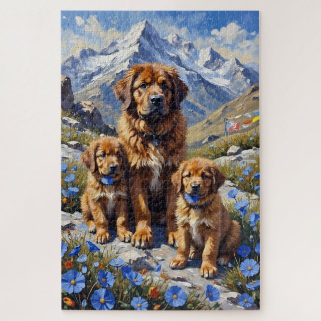 Tibet-Mastiff-Himalaja-Mohn-Kunst Puzzle (Vertikal)