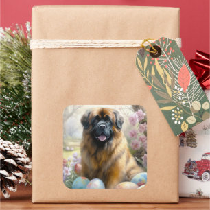 Tibet-Mastiff-Hund mit Ostereiern Feiertag Quadratischer Aufkleber
