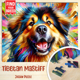 Tibet-Mastiff-Hund-Porträt Acryl-Kunst Druck Hund Puzzle