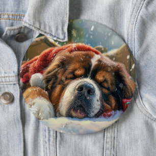 Tibet-Mastiff-Hund Weihnachtsfestlich Button