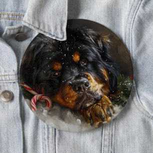 Tibet-Mastiff-Hund Weihnachtsfestlich Button