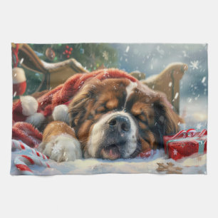 Tibet-Mastiff-Hund Weihnachtsfestlich Geschirrtuch