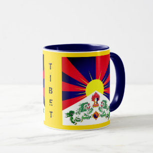 Tibet, Schneeläonen, tibetische Flagge - Der Hima Tasse