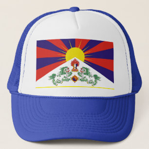 Tibet, Schneeläonen, tibetische Flagge - Der Hima Truckerkappe