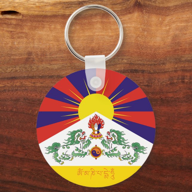 Tibet & Snow Lions Flagge, Mantra- Der Himalaya Schlüsselanhänger (Vorderseite)
