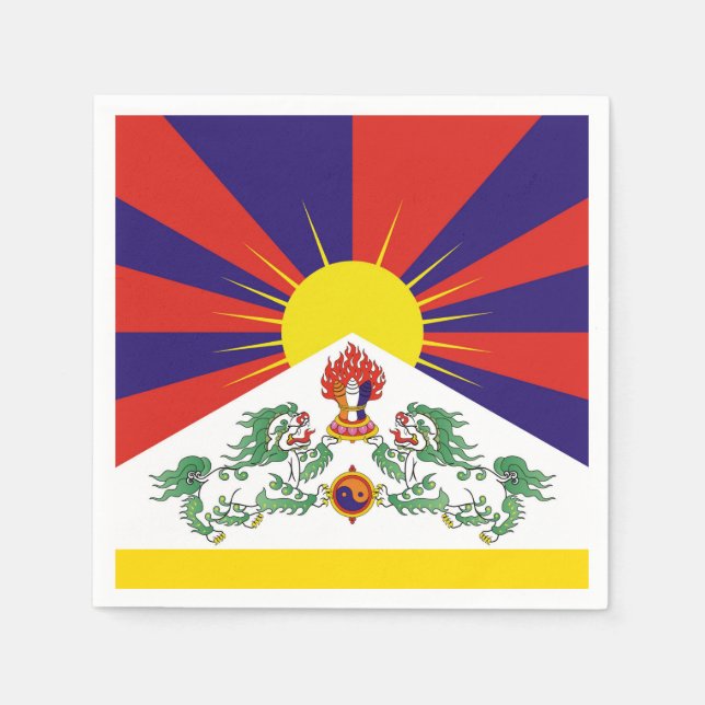 Tibet & Snow Lions Flagge, Mantra- Der Himalaya Serviette (Vorderseite)