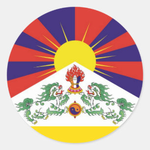 Tibet, Snow Lions, tibetische Flagge - Der Himalay Runder Aufkleber