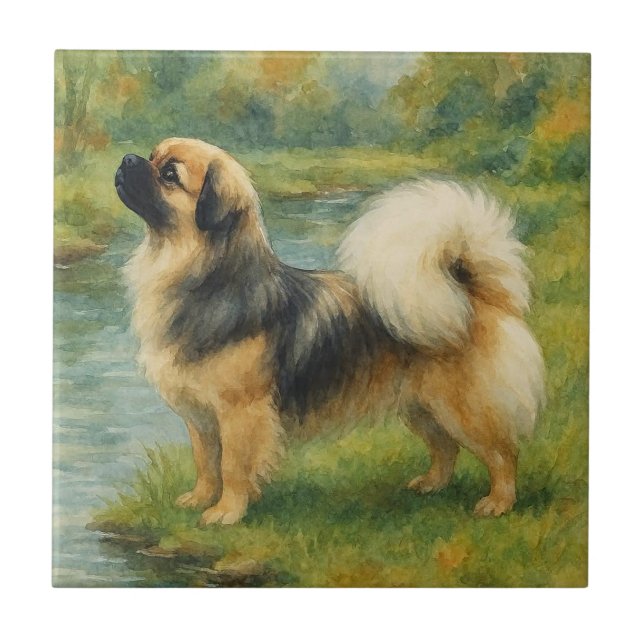 Tibet-Spaniel Fliese (Vorderseite)