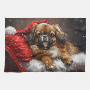 Tibet-Spaniel Hund Weihnachtsfestlich Geschirrtuch