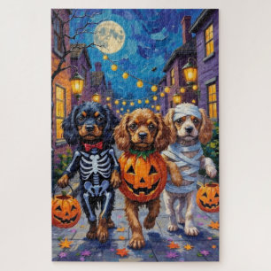 Tibet-Spaniel-Hunde in Halloween-Kostümen Puzzle