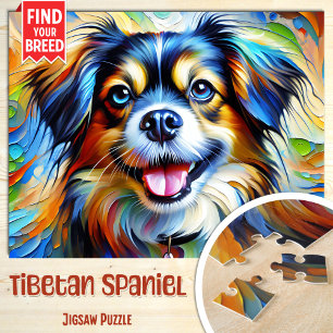 Tibet Spaniel Hundeporträt Acryl-Kunst Druck Hund Puzzle
