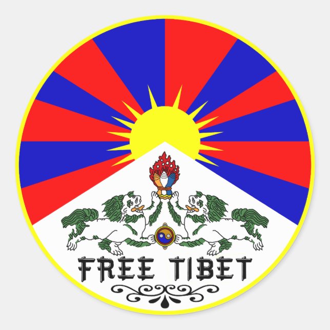 Tibet-Sticker Runder Aufkleber (Vorderseite)