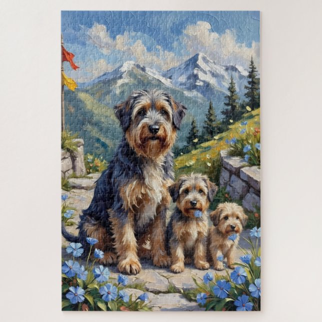 Tibet Terrier Berggarten Kunst Puzzle (Vertikal)
