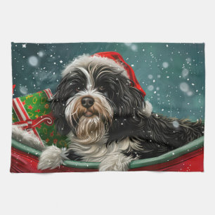 Tibet-Terrier Hund Weihnachtsfestlich Geschirrtuch