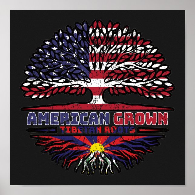 Tibet Tibetisch Fahne der amerikanischen Baumrinde Poster (Vorne)