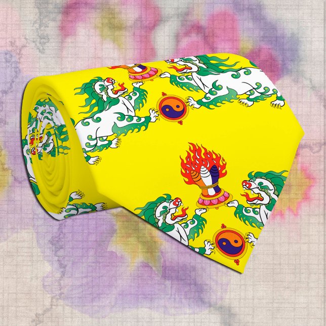 Tibet und tibetische Flagge, Schneelöwen / Herzen Krawatte (Von Creator hochgeladen)