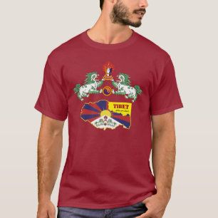 Tibet und tibetische Flagge, Schneelöwen, Karte /  T-Shirt