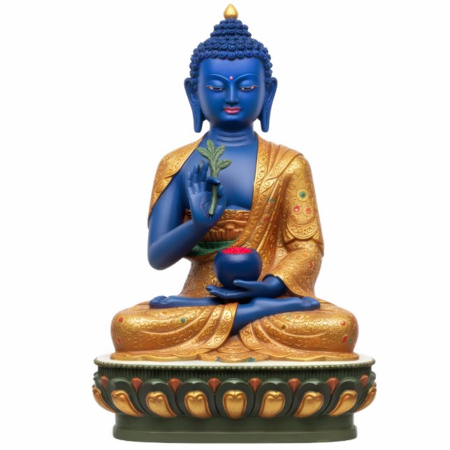 Tibetan Blue Medicine Buddha 2D Statue Freistehende Fotoskulptur (Vorne)