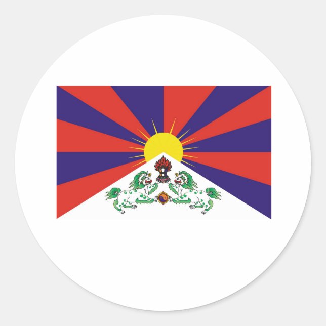 TIBETAN FLAG RUNDER AUFKLEBER (Vorderseite)