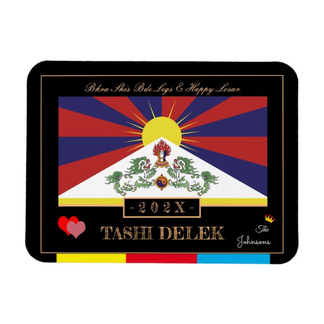 Tibetan Losar & Tashi Delek - Neujahr/Fahne Tibet Magnet (Horizontal)