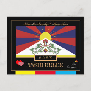 Tibetan Losar & Tashi Delek - Neujahr/Fahne Tibet Postkarte