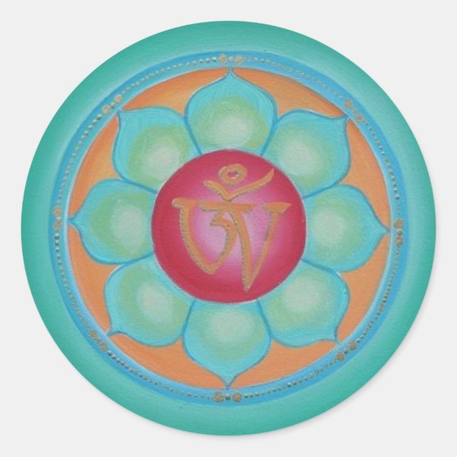 Tibetan Lotus Mandala Runder Aufkleber (Vorderseite)