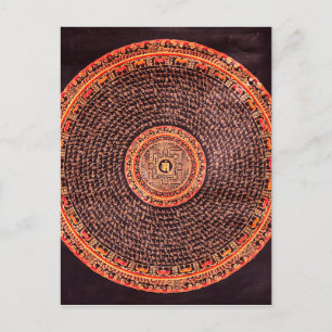 Tibetan Mandala Art (Schwarz, Gold, Rot, Gelb) Postkarte
