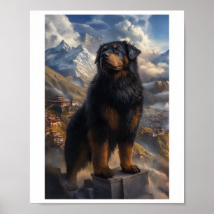 Tibetan Mastiff Bergansicht Aufkleber Poster