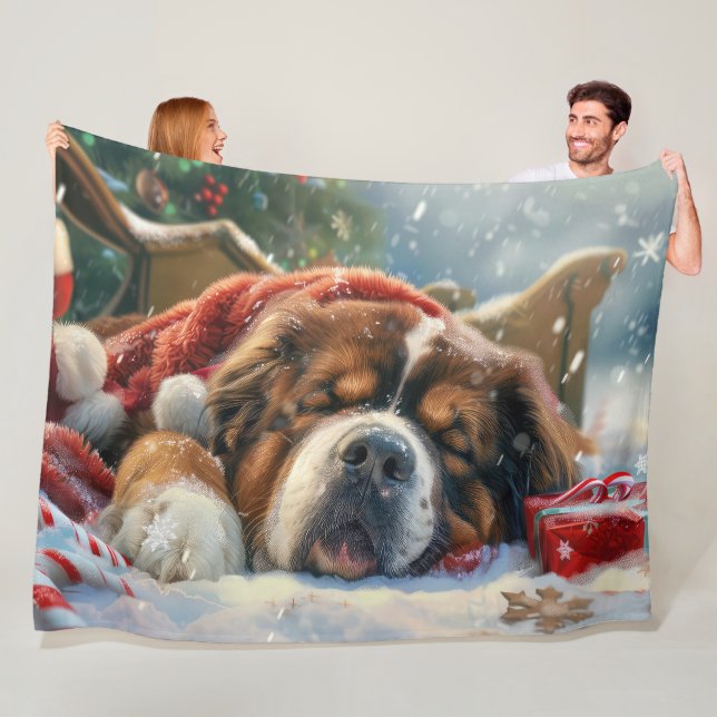 Tibetan Mastiff Dog Weihnachtsfest Fleecedecke (Beispiel)
