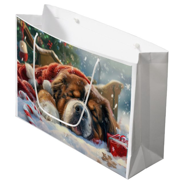 Tibetan Mastiff Dog Weihnachtsfest Große Geschenktüte (Vorderseite Schrägansicht)