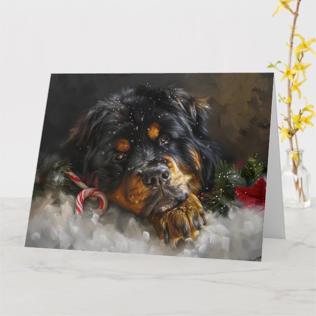 Tibetan Mastiff Dog Weihnachtsfest Karte (Gelbe Blume)