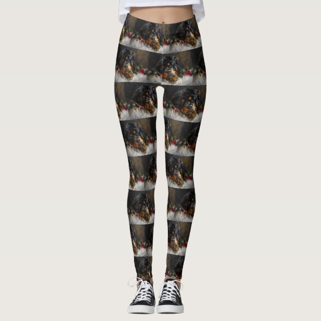 Tibetan Mastiff Dog Weihnachtsfest Leggings (Vorderseite)