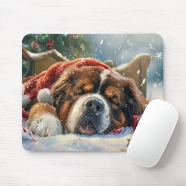 Tibetan Mastiff Dog Weihnachtsfest Mousepad (Mit Mouse)