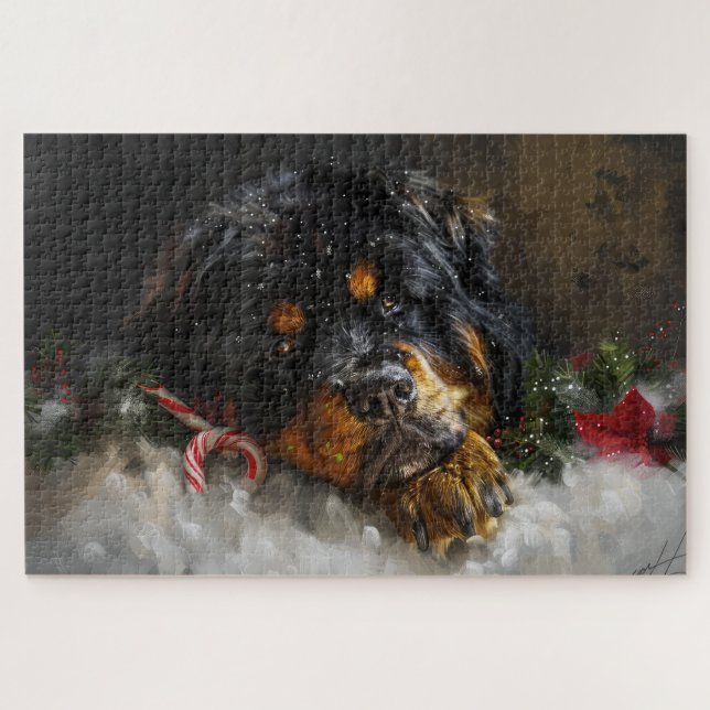Tibetan Mastiff Dog Weihnachtsfest Puzzle (Horizontal)
