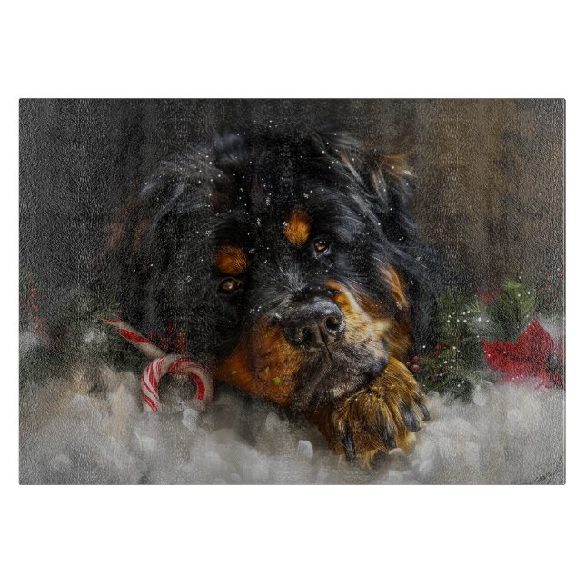 Tibetan Mastiff Dog Weihnachtsfest Schneidebrett (Vorderseite)