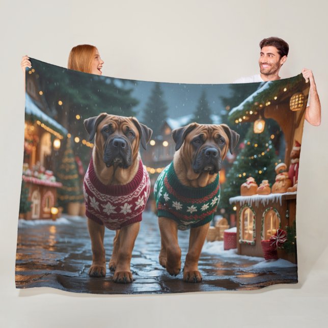 Tibetan Mastiff Dogs Christmas Snow Holiday Fleecedecke (Beispiel)