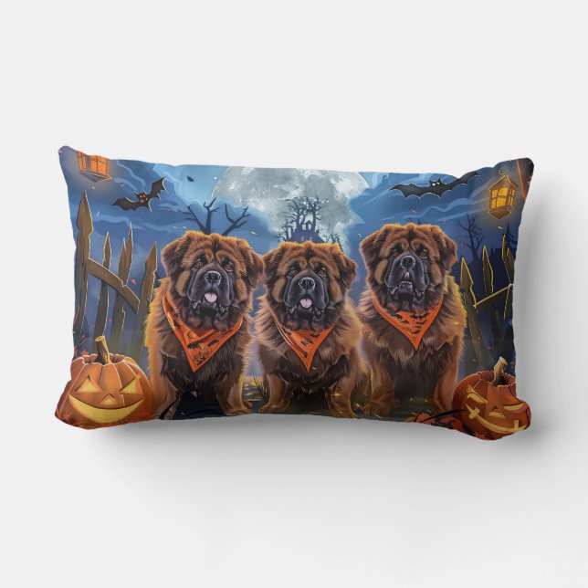 Tibetan Mastiff Halloween Spooky Lendenkissen (Rückseite)